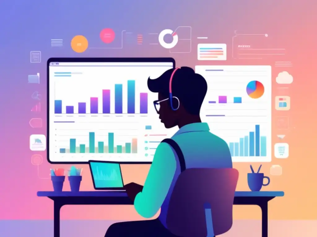 Estudiante concentrado con herramientas de análisis digital Estudiante uruguayo concentrado con herramientas de analítica de aprendizaje en Uruguay