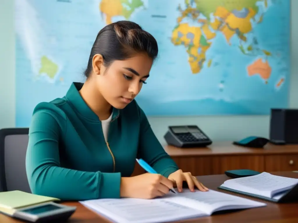 Estudiante uruguayo revisando su presupuesto con herramientas de planificación financiera