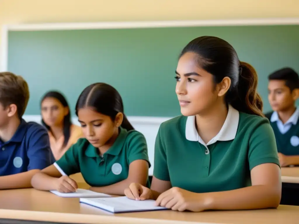 Estudiantes participando en actividades de aprendizaje en un aula bilingüe en Uruguay