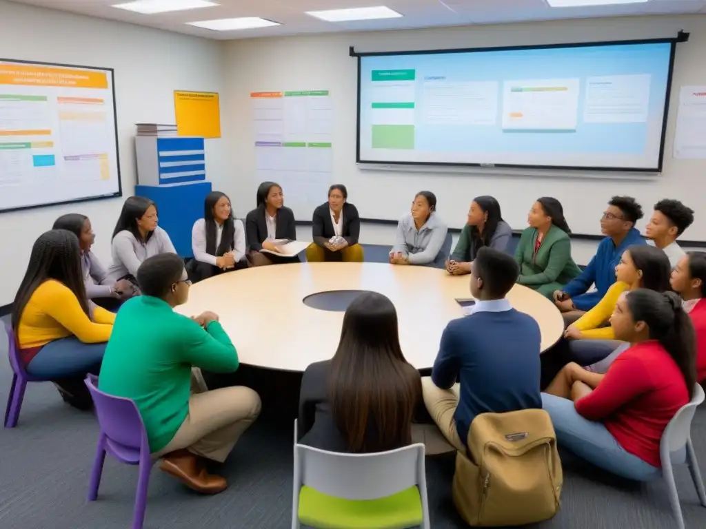 Estudiantes atentos aprenden educación financiera en colaboración en Uruguay