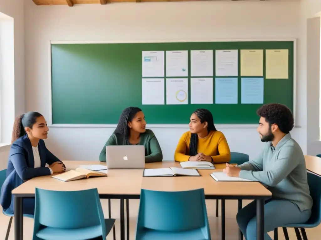 Estudiantes diversos colaboran en aula de Uruguay, practicando aprendizaje basado en problemas