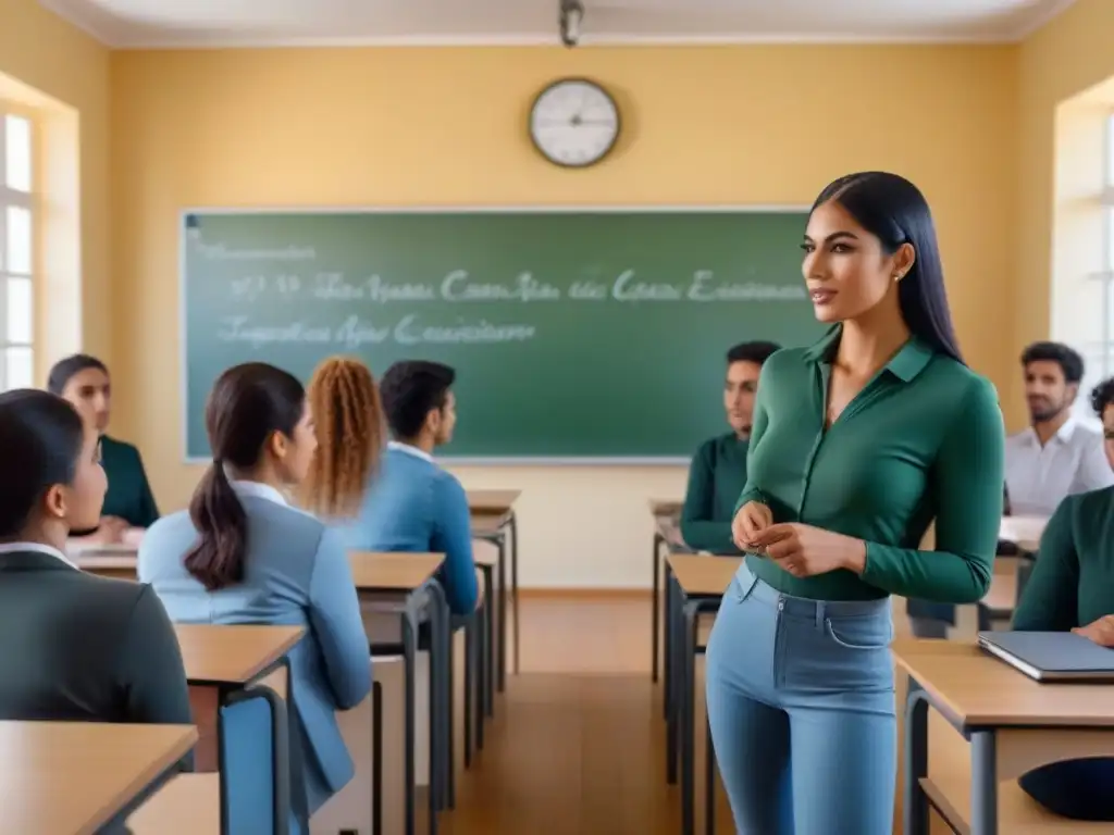 Estudiantes participando en clase de idiomas con método natural en Uruguay