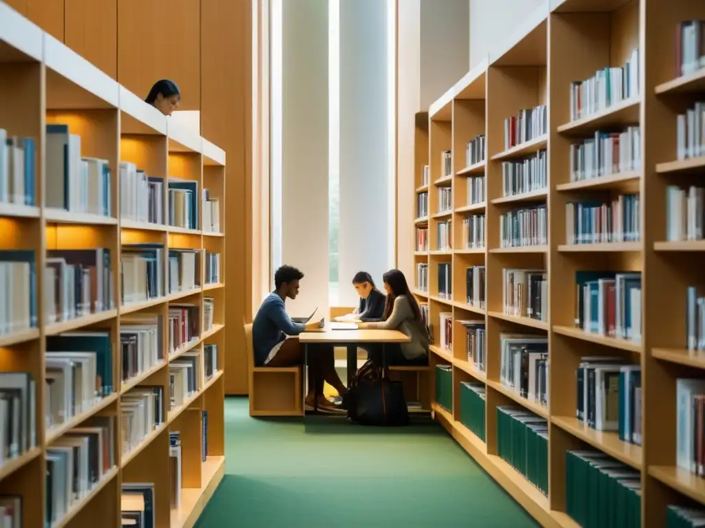 Estudiantes concentrados en la biblioteca universitaria, reflejando determinación en la elección de carrera en Uruguay