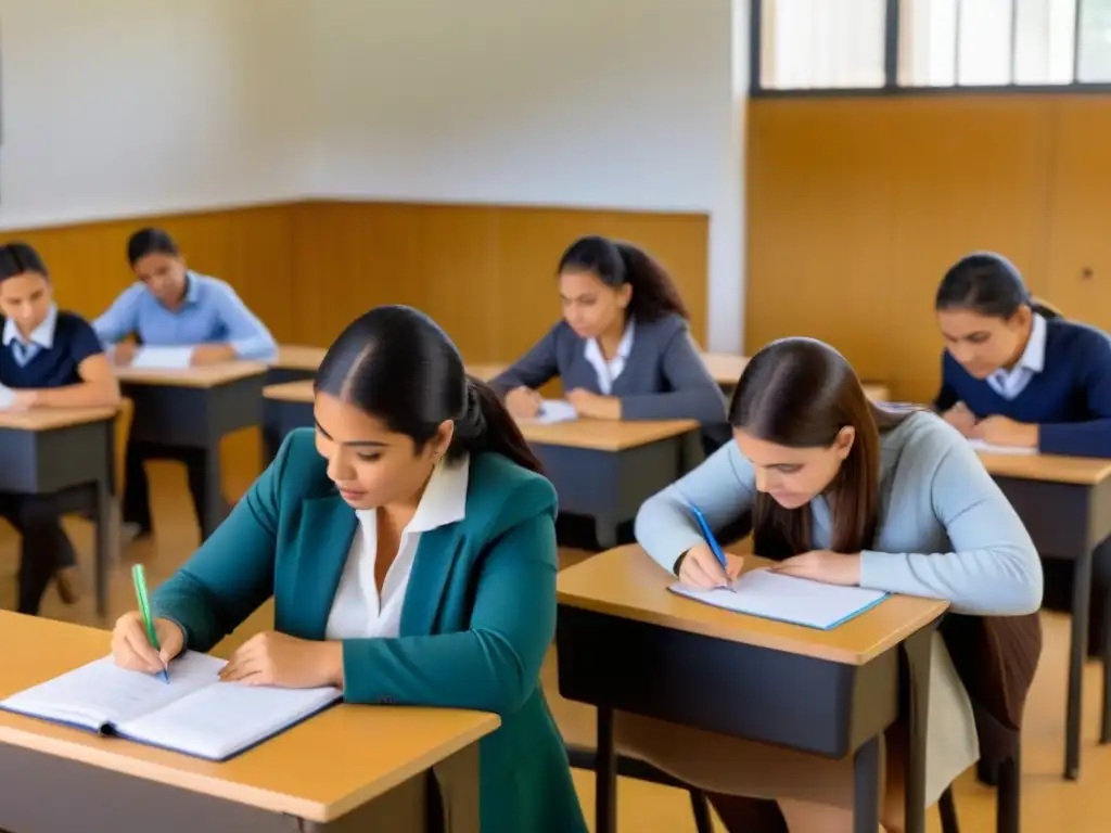 Estudiantes concentrados en evaluación estándar en Uruguay