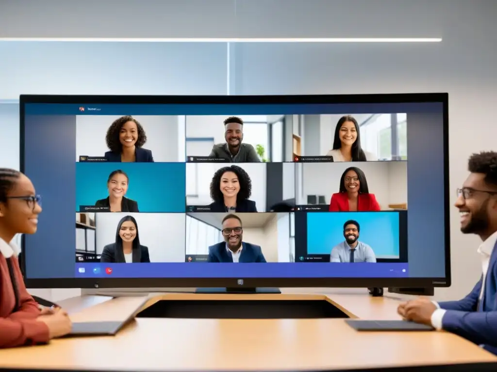 Estudiantes concentrados en videoconferencia en aulas virtuales