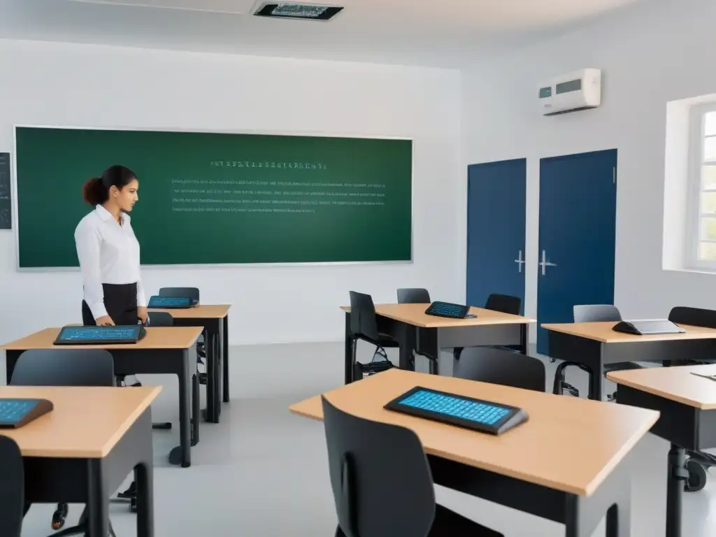 Estudiantes de diversidad cultural disfrutan de la robótica educativa en Uruguay en un aula futurista equipada con avanzados kits de robótica