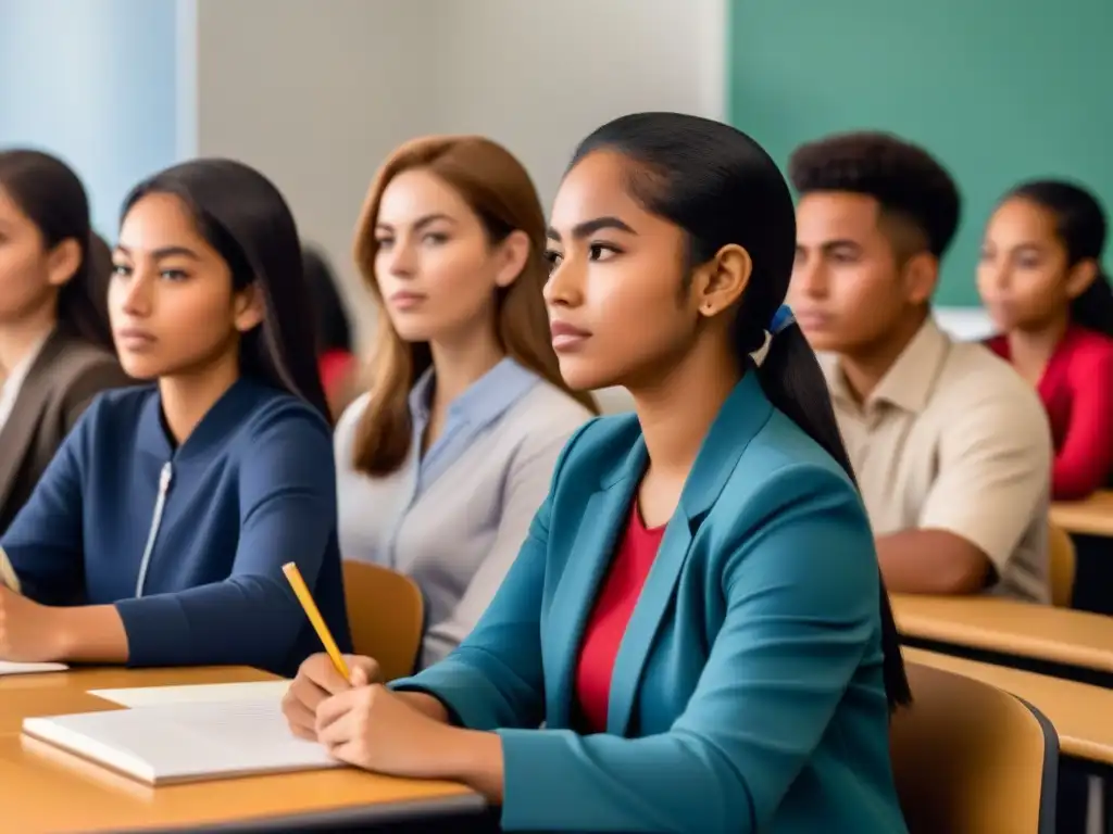 Estudiantes diversos en aula, reflejando la identidad nacional y la educación en Uruguay
