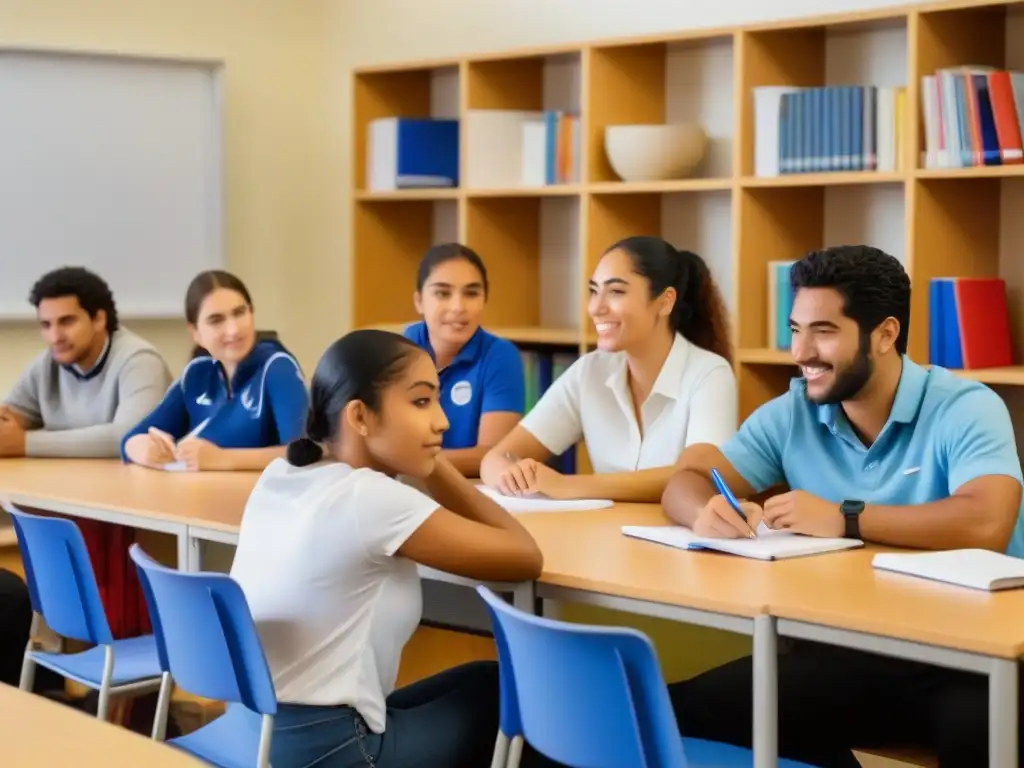 Estudiantes participando activamente en la enseñanza de idiomas en Uruguay