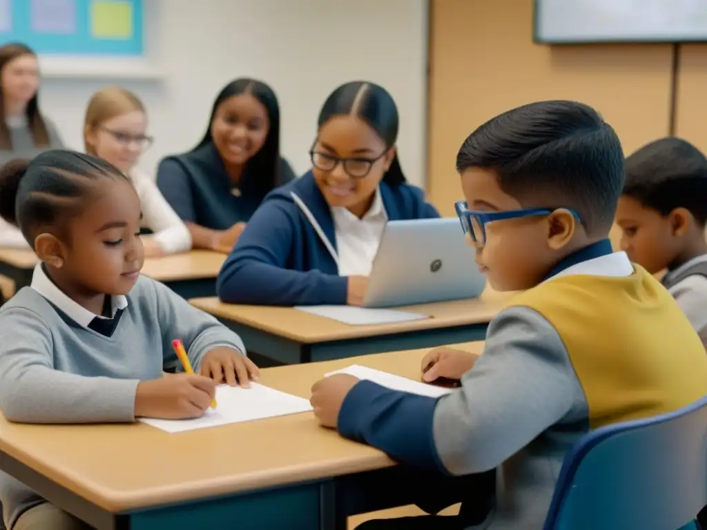 Estudiantes de educación especial en Uruguay disfrutando de actividades educativas personalizadas con tecnología