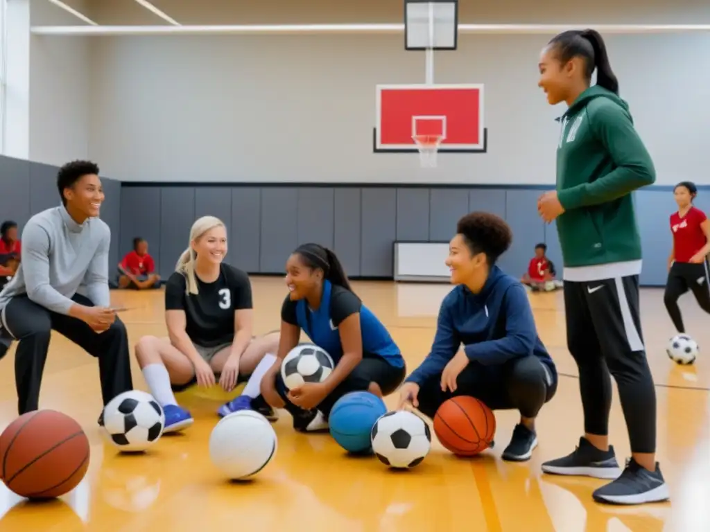 Estudiantes de diversas etnias y géneros aprenden idiomas a través del deporte en un aula moderna de Uruguay