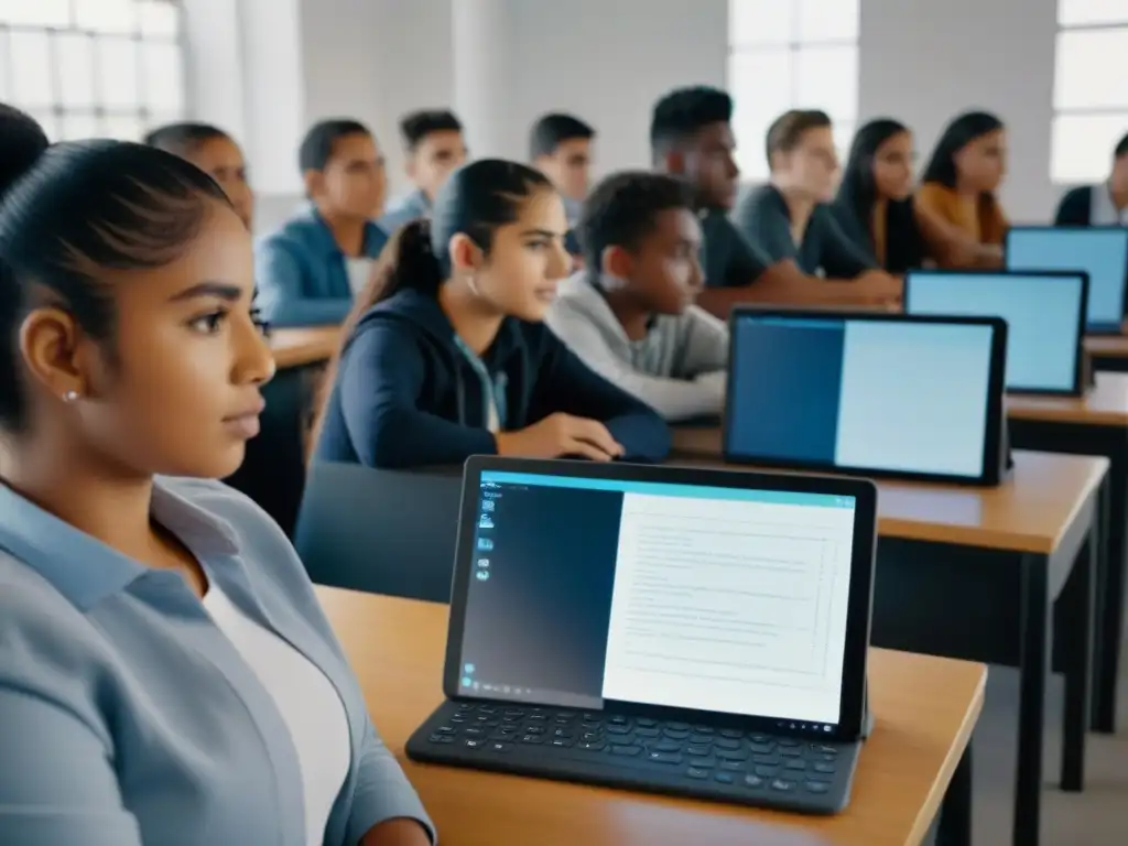 Estudiantes de Uruguay aprenden habilidades digitales en aula moderna