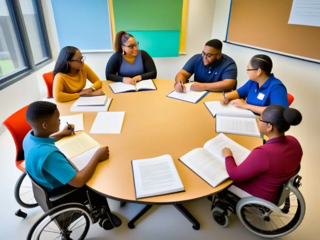 Estudiantes diversos colaboran en educación inclusiva