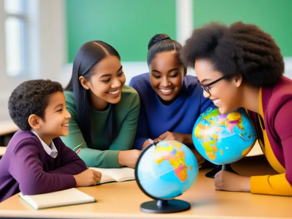 Estudiantes diversos aprendiendo juntos en aula moderna, fomentando la educación inclusiva en Uruguay