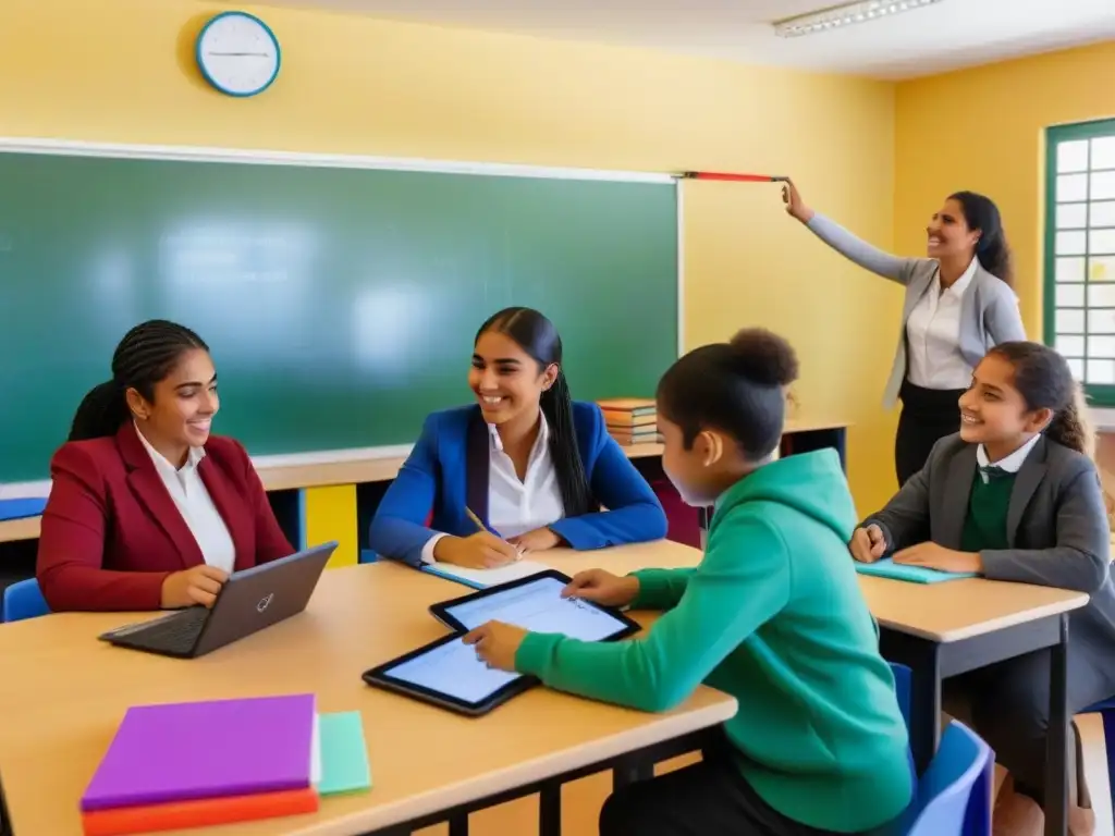 Estudiantes participando en programa educación bilingüe en Uruguay