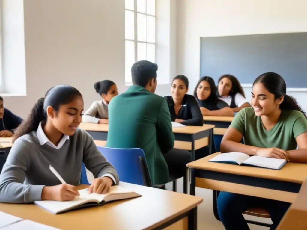 Estudiantes colaborando en proyecto educativo en Uruguay, Aprendizaje Basado en Proyectos Uruguay