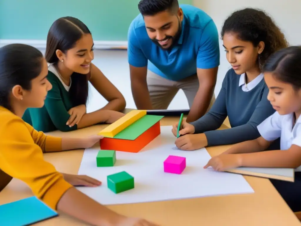 Estudiantes colaboran en proyecto educativo en aula moderna de Uruguay