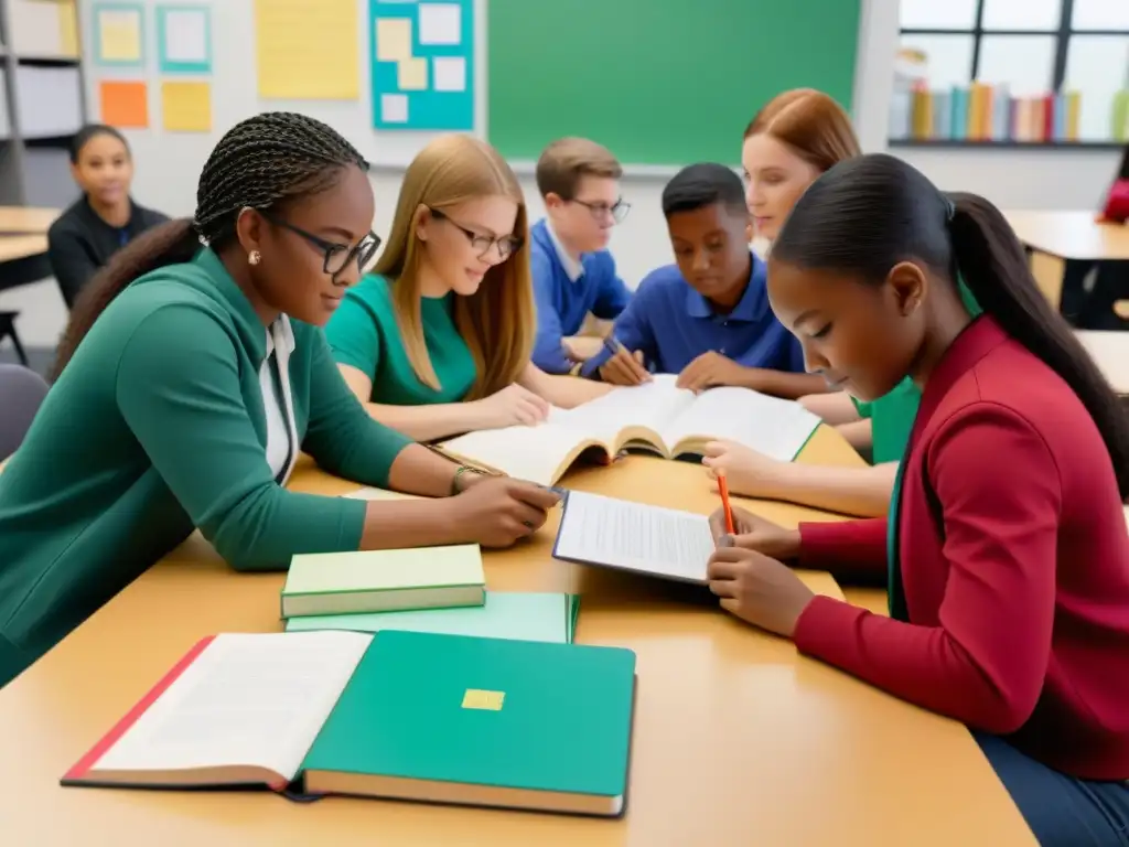 Estudiantes colaborando en un proyecto educativo, reflejando la energía del Aprendizaje Servicio en Uruguay