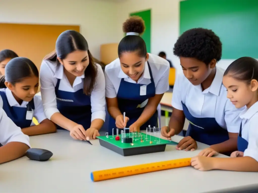 Estudiantes colaborando en proyecto STEM en Uruguay