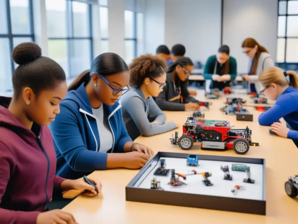 Estudiantes diversos ensamblan robots en taller de robótica educativa en Uruguay