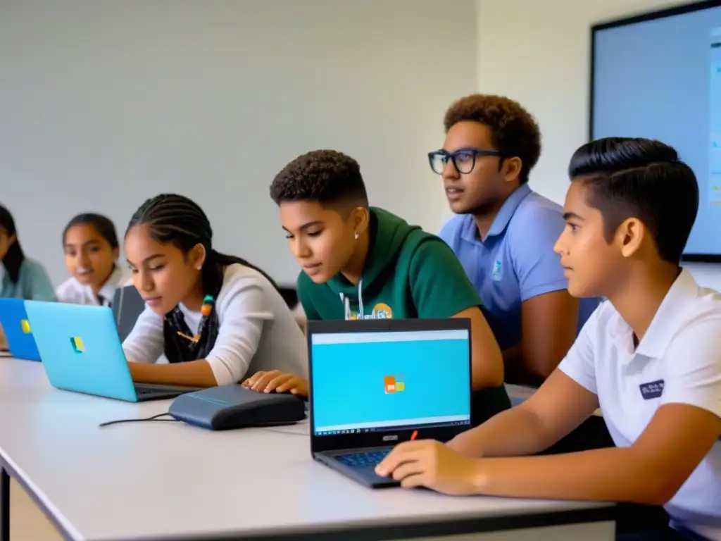 Estudiantes uruguayos colaboran y programan con Scratch en aula