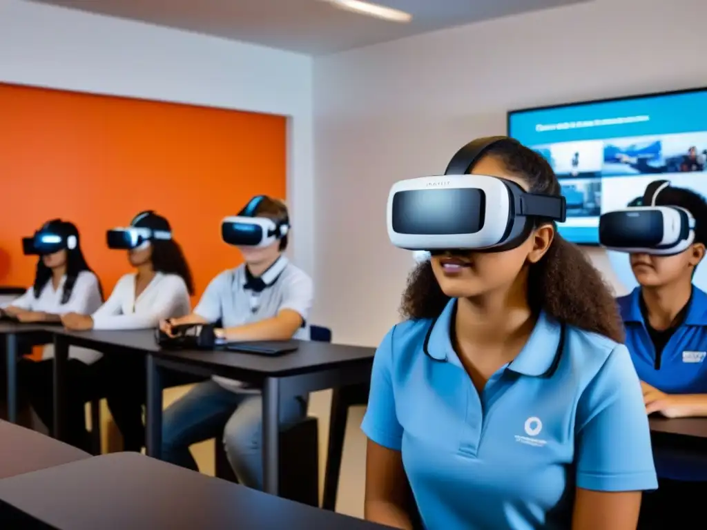 Estudiantes uruguayos usan auriculares de Realidad Virtual en clase, inmersos en experiencias educativas virtuales innovadoras