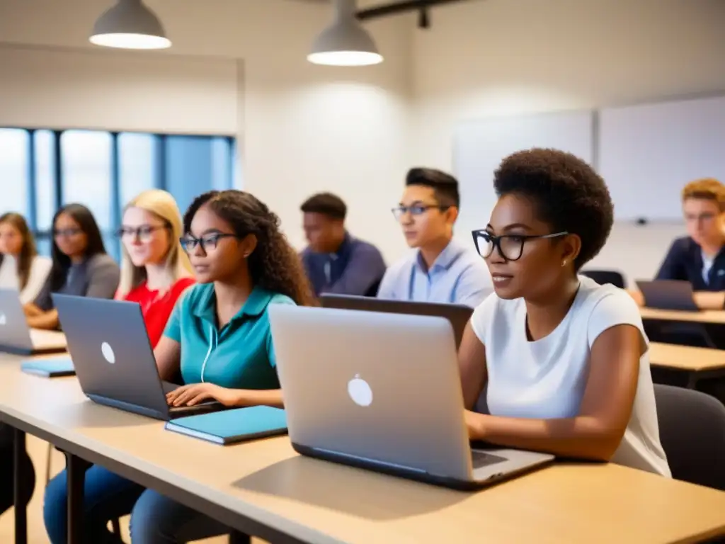 Estudiantes uruguayos concentrados en sesión elearning