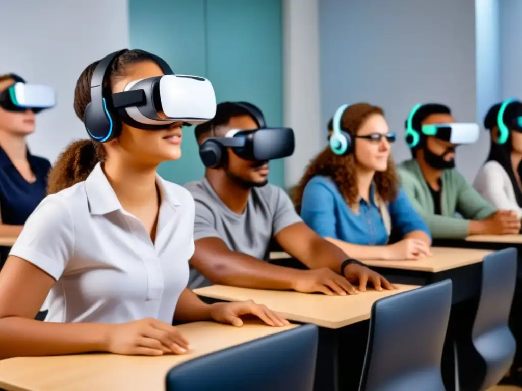 Estudiantes uruguayos inmersos en realidad virtual en aula moderna