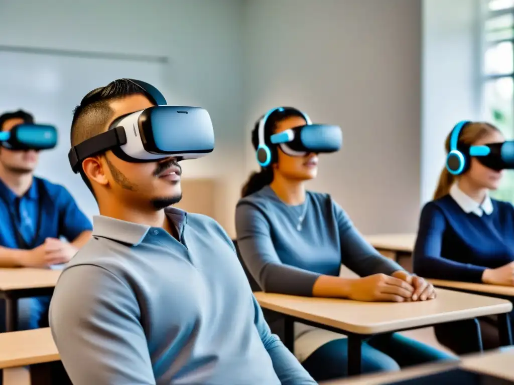 Estudiantes uruguayos experimentan la educación con realidad virtual en un aula moderna