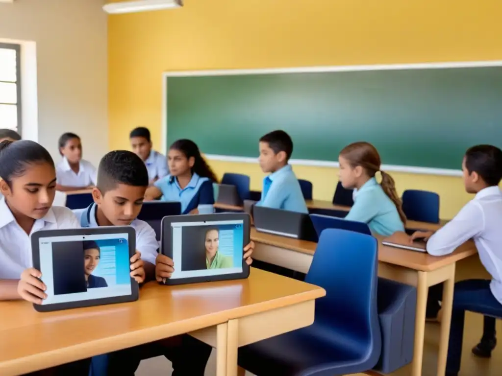 Estudiantes uruguayos utilizan tabletas educativas para mejorar su rendimiento escolar