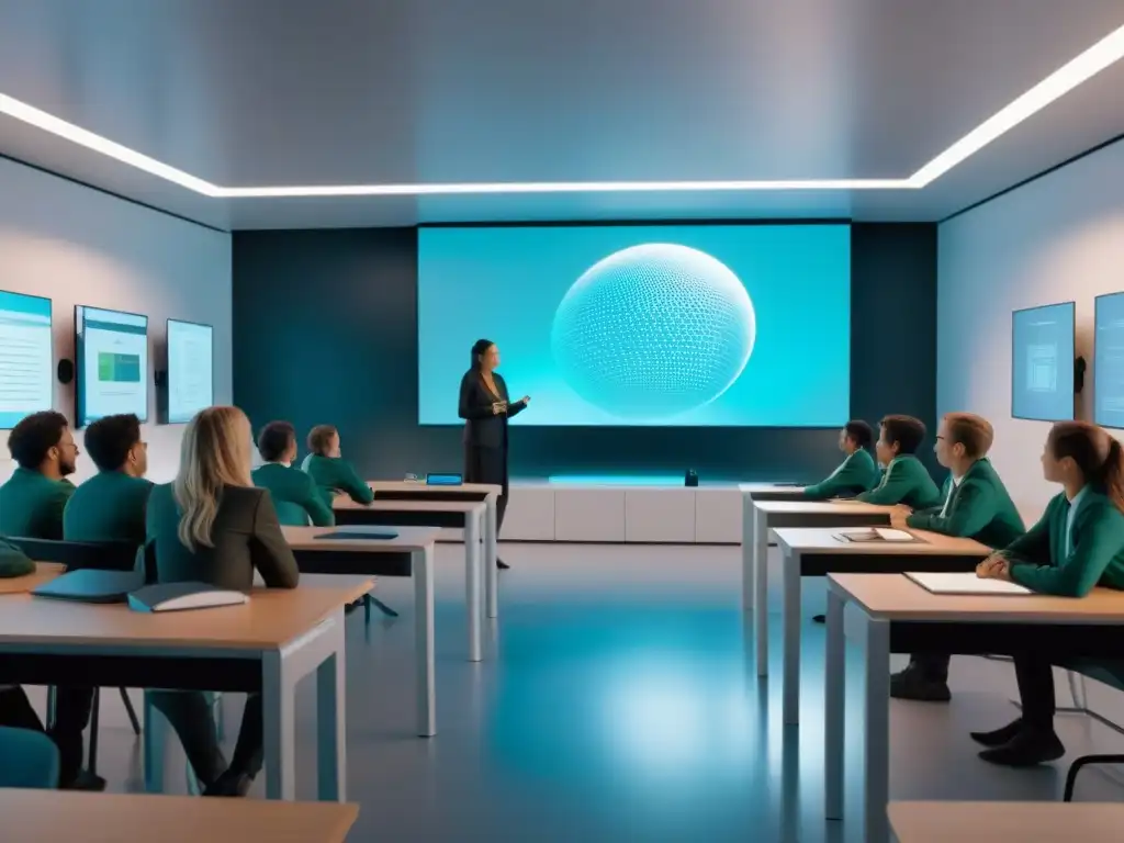 Futurista aula virtual en Uruguay, con tecnología de vanguardia y ambiente inspirador - tendencias elearning educación Uruguay