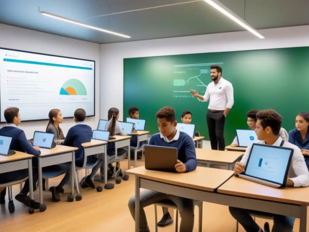 'Futuro educativo en Uruguay con tecnologías IoT en aula moderna'