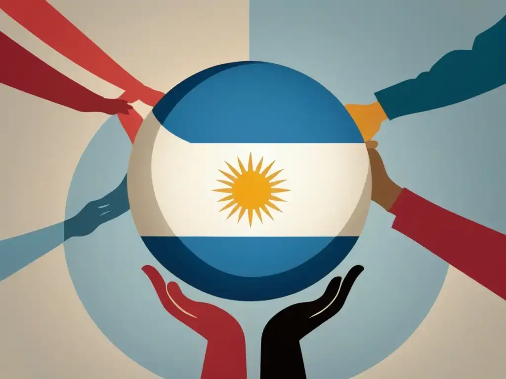 Bandera de Uruguay en acuerdo educativo global Unión global por la equidad educativa: bandera de Uruguay junto a símbolos de acuerdos internacionales y diversidad estudiantil