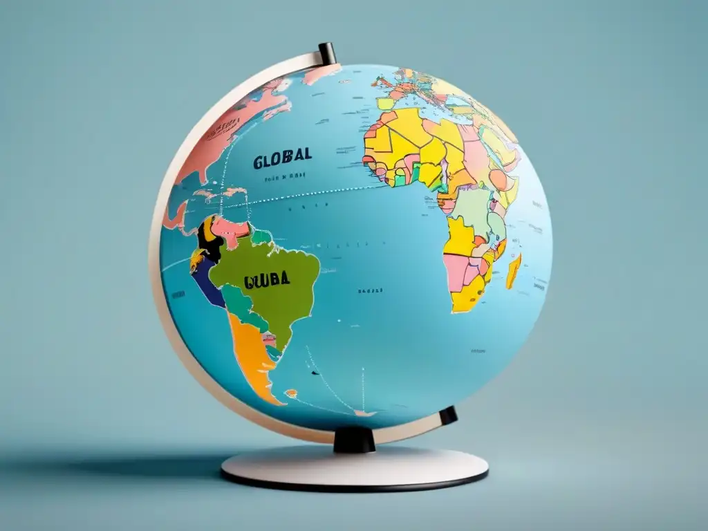 Un globo terráqueo minimalista con líneas punteadas conectando países, representa la validación de estudios extranjeros en Uruguay