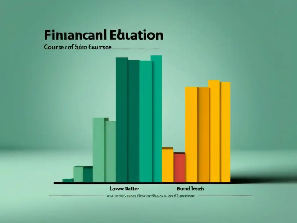 Comparación cursos educación financiera: impacto visual y efectividad Dos gráficos de barras comparan cursos de educación financiera para jóvenes en Uruguay, uno con impacto bajo y otro alto