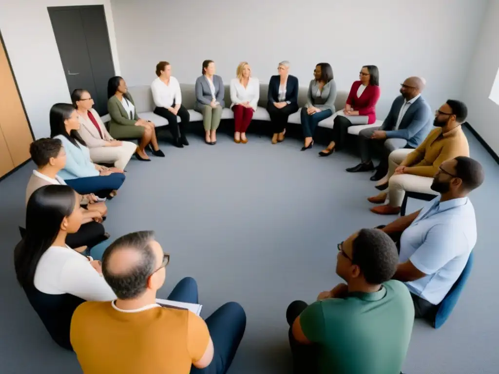 Un grupo diverso de docentes en un taller de desarrollo profesional, colaborando en estrategias bilingües