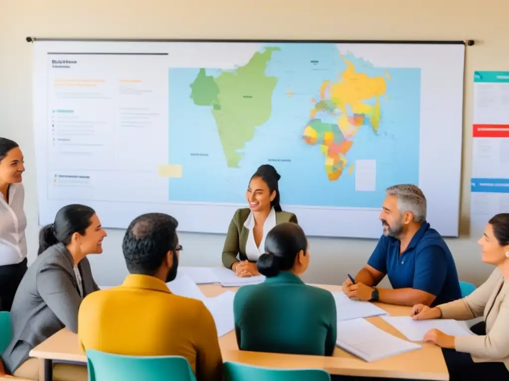 Un grupo diverso de educadores en Uruguay, inmersos en una capacitación en evaluación educativa