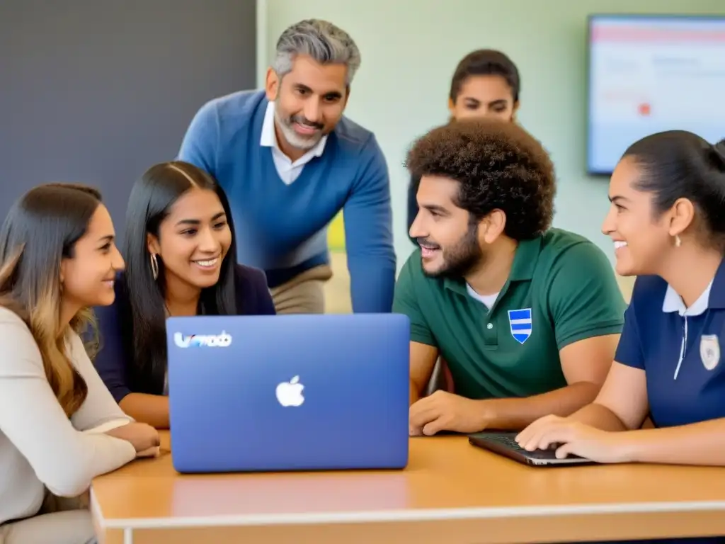 Un grupo diverso de educadores uruguayos utiliza herramientas digitales para educadores uruguayos en una animada discusión en Edmodo