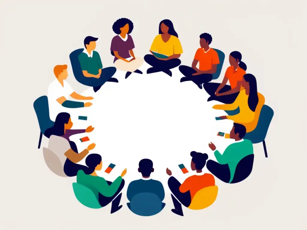 Grupo diverso de estudiantes y mentores en mentoría para estudiantes en inclusión, fomentando la diversidad y la guía educativa