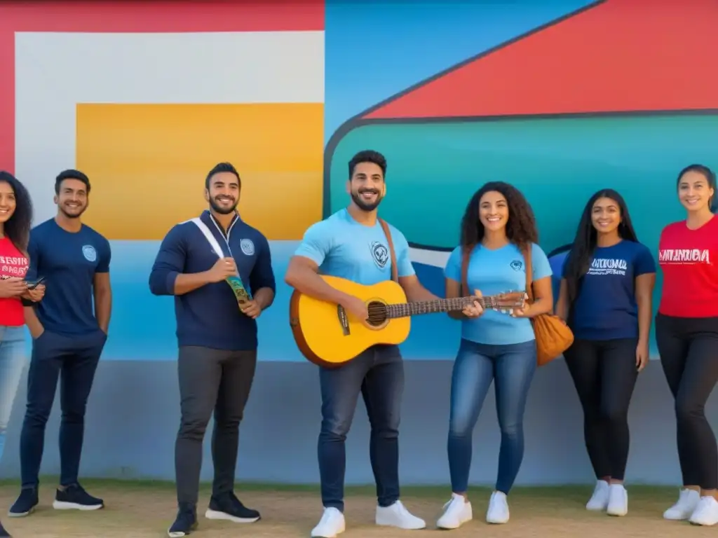 Un grupo diverso de estudiantes uruguayos destacando sus talentos únicos, mejorando la autoestima de los jóvenes en Uruguay