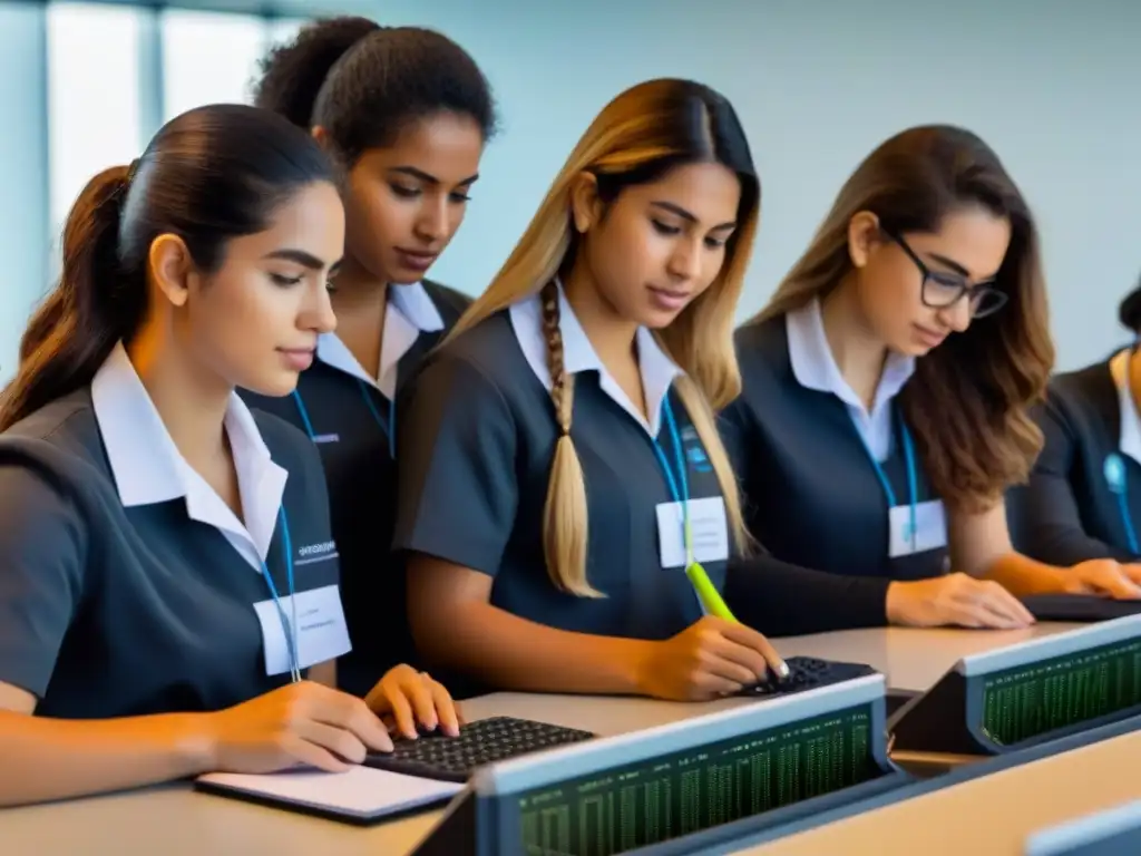 Un grupo diverso de jóvenes uruguayas en STEM, destacando mentoría STEM para líderes uruguayas