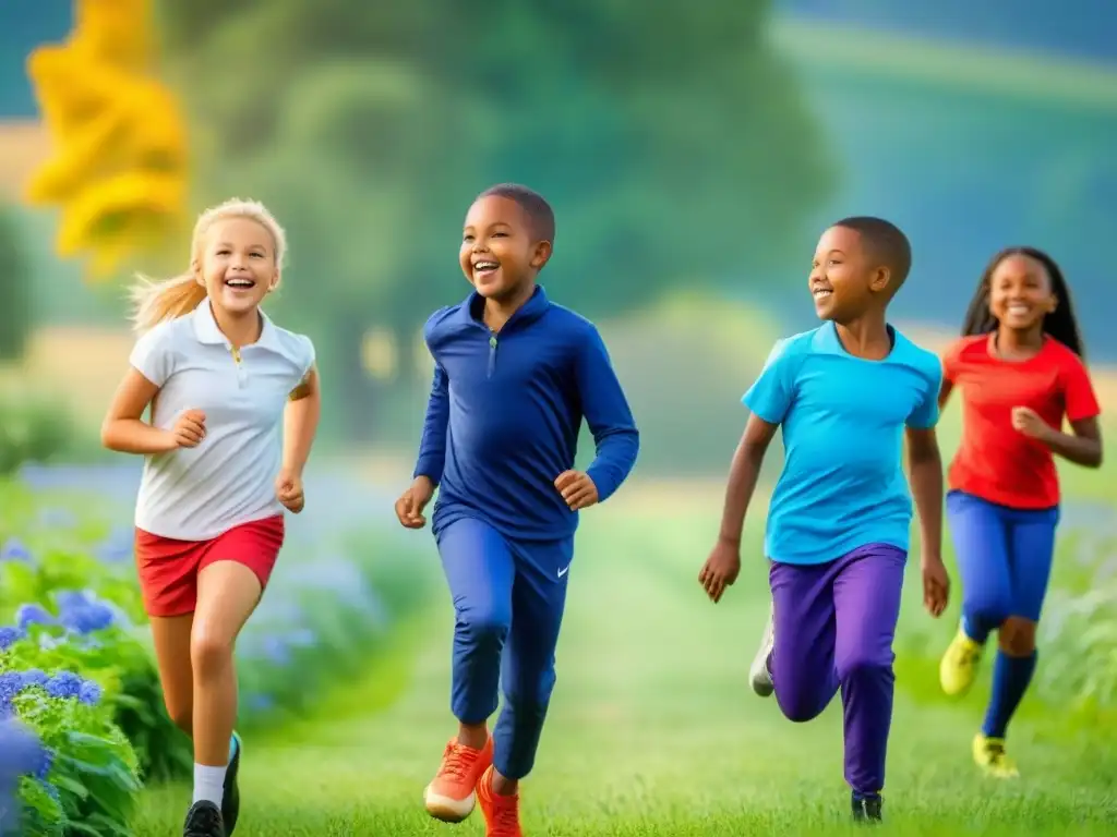Un grupo diverso de niños disfruta de actividades al aire libre con una alimentación saludable en escuelas rurales en Uruguay