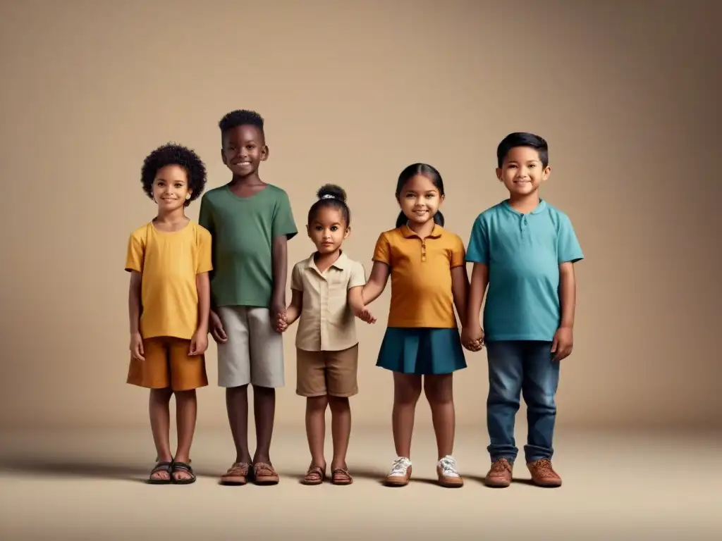 Un grupo de niños diversos se unen en armonía contra el bullying escolar en Uruguay