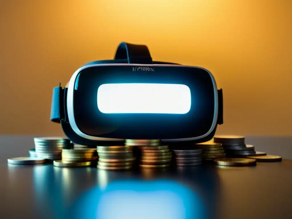 Headset de realidad virtual sobre monedas, simbolizando la financiación de tecnologías en educación