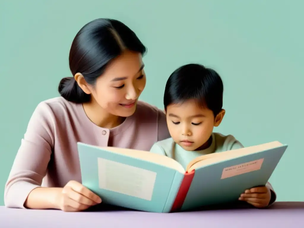 Una ilustración minimalista de un padre y un niño disfrutando juntos de la lectura