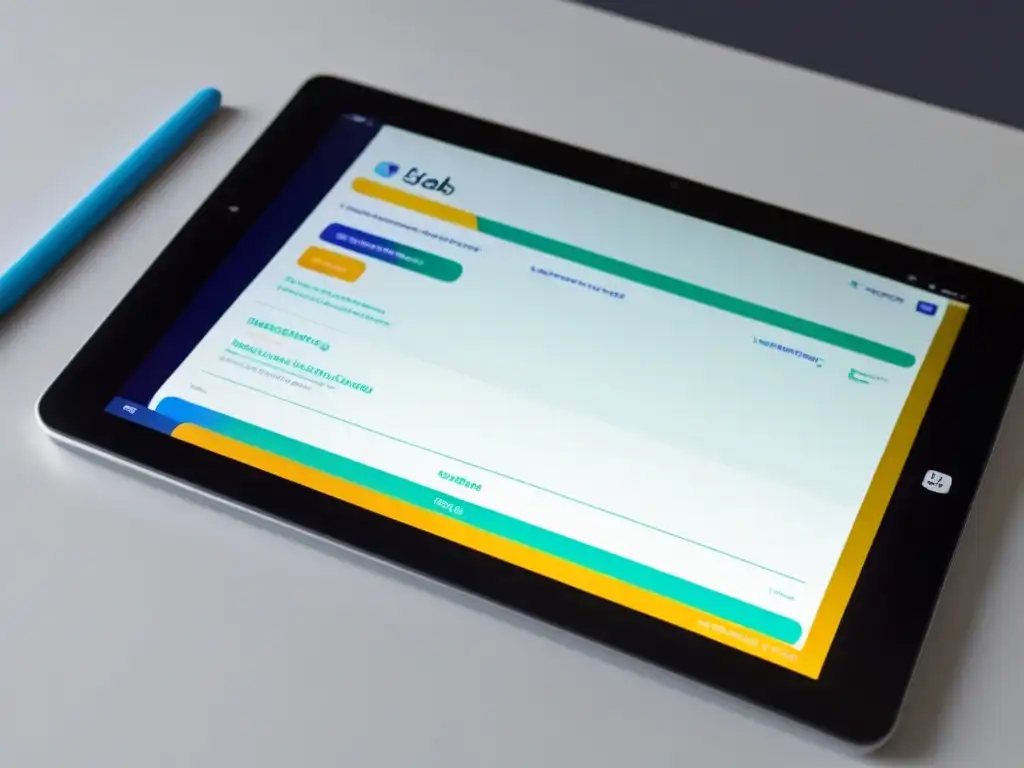 Una imagen minimalista de una tableta digital con una app de aprendizaje de idiomas