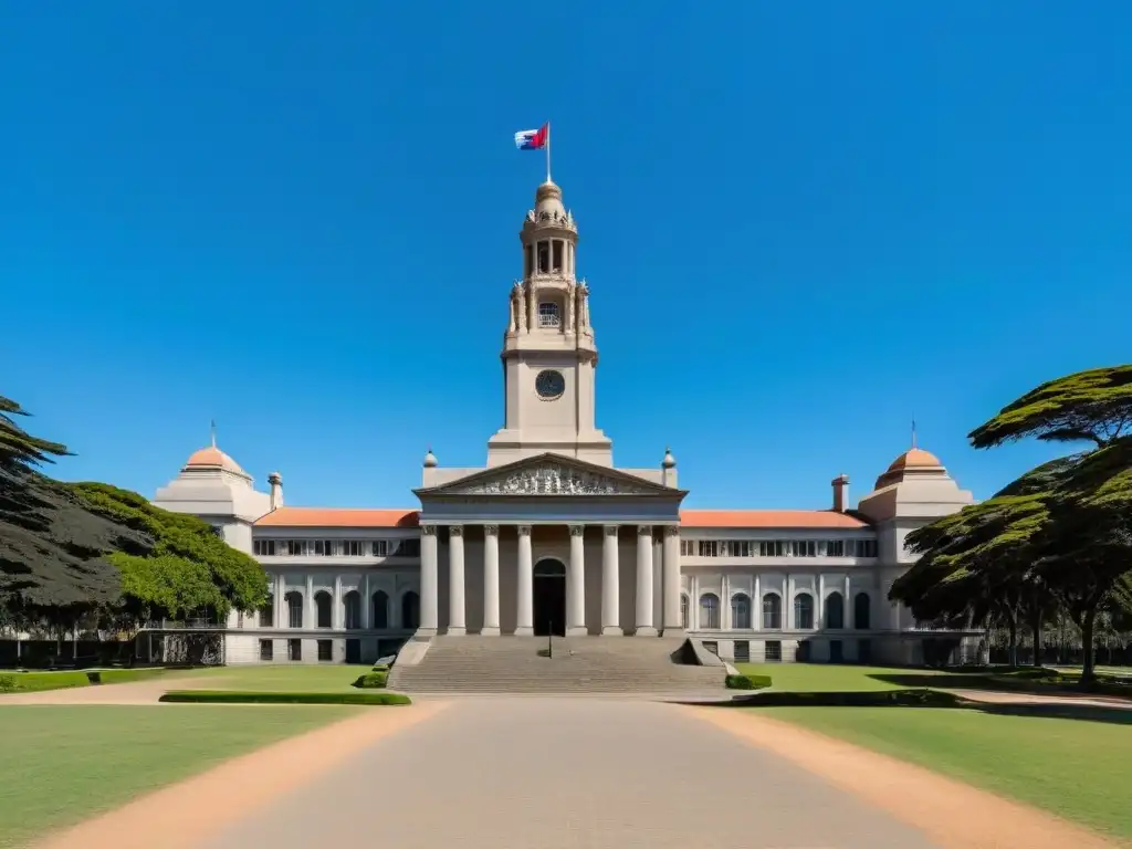 Imponente Facultad de Ciencias Económicas en la Universidad de la República, Montevideo, evocando oportunidades en Programas MBA Uruguay Intercambios