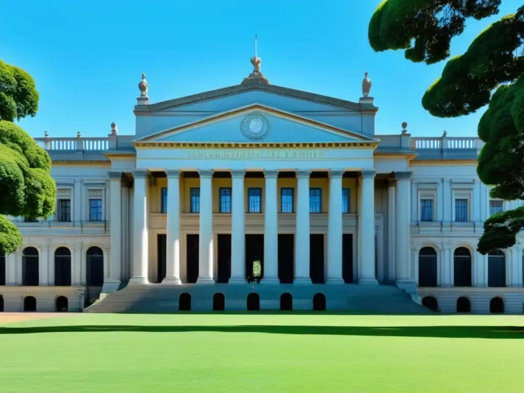 Impresionante fachada neoclásica de la Universidad de la República en Montevideo, Uruguay