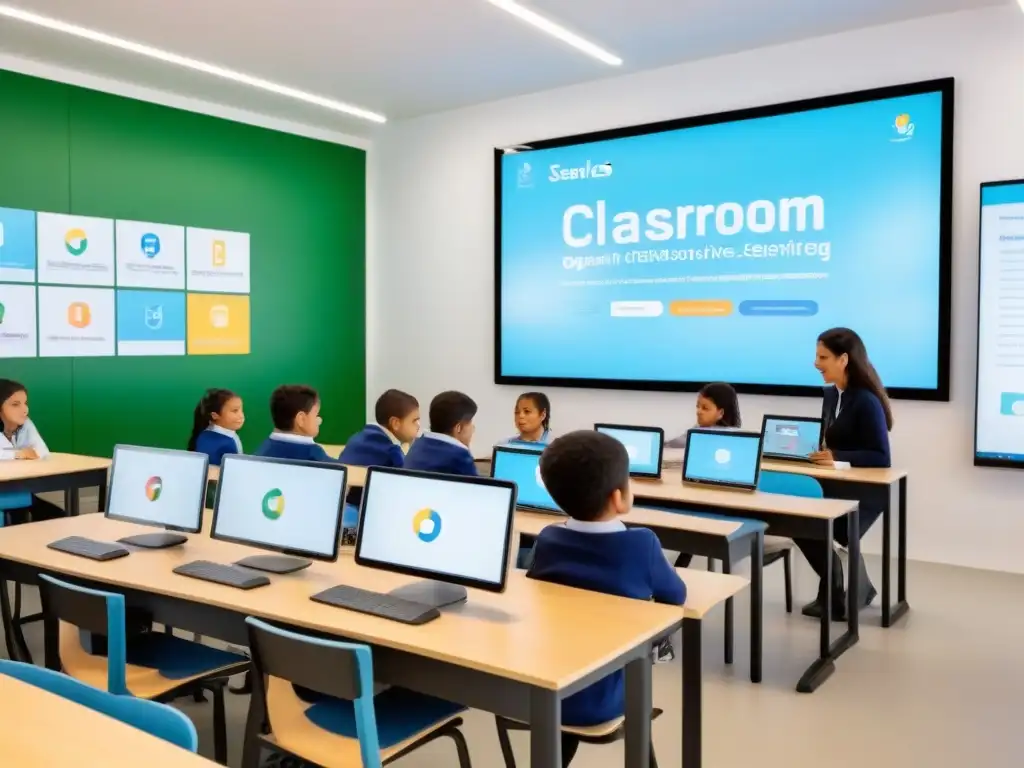 Innovadora aula en Uruguay con software de gestión educativa, integrando tecnología de forma eficiente