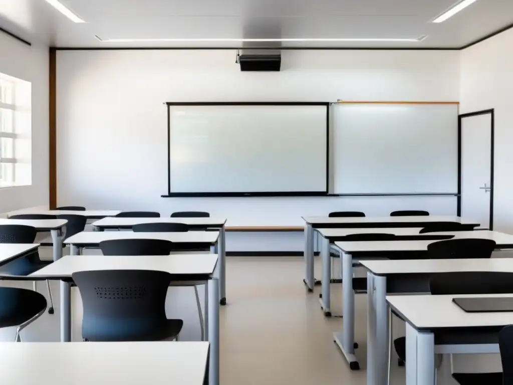 Innovadora tecnología educativa en el aula uruguaya: pizarras interactivas, tablets y laptops, en un ambiente minimalista y colaborativo