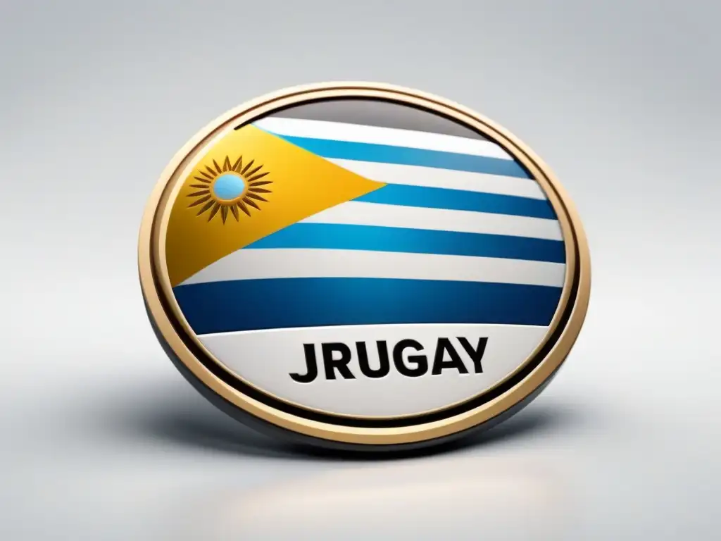 Insignia de certificación tecnológica de Uruguay con patrones de circuitos digitales y elementos representativos del país